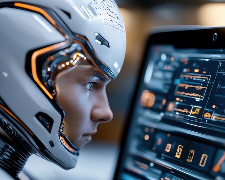 Close up view of a sleek futuristic cockpit dashboard with a high tech digital interface control panels and advanced display screens  The image evokes a sense of space technology