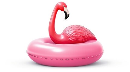 Playful pink flamingo pool float, perfect for summer fun , Summer Swimming Pool Inflantable Rubber Pink Flamingo Toy isolated on white background