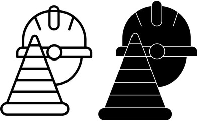 Construction helmet with safety cone icon representing site security, industrial protection, worker safety, and Labour Day recognition with transparent background

