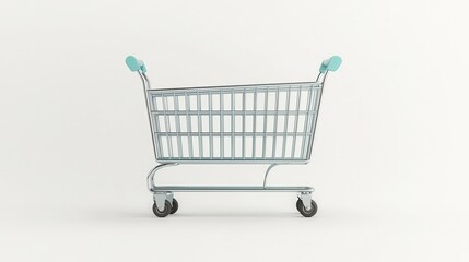 Simple Metal Shopping Cart Isolated on Light Background for Retail and Grocery Use
