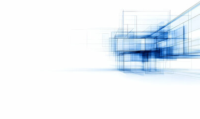 Abstract Blue Lines and Shapes Against a White Background