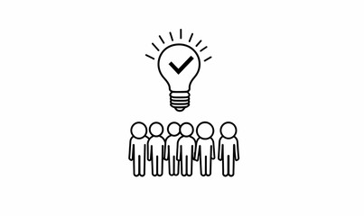 Lightbulb Idea Over Group of People Representing Team Collaboration