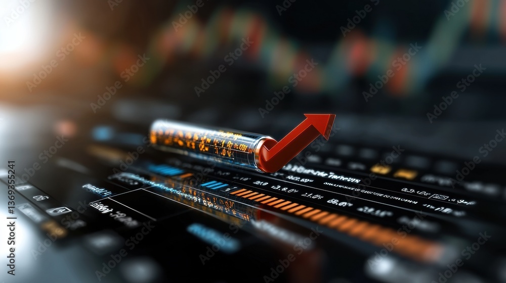 Poster financial market data analytics and business strategy concept with digital chart graph diagram and a