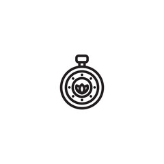 A stopwatch or timer with a circular face featuring a stylized leaf or lotus flower at the center. Represents tracking time for wellness activities or natural processes.
