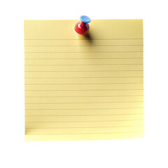 yellow sticky note with push pin