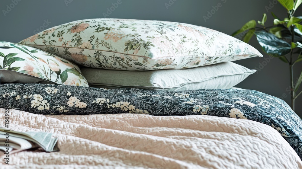 Poster a layered bed with multiple sheets in different textures.