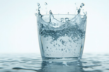 Water Splashing in Glass, Refreshing Drink