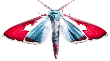 Stunning Closeup of a Colorful Moth with Red and Blue Wings