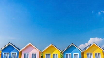 Colorful Beach Houses Under a Sunny Blue Sky Perfect Vacation Homescape