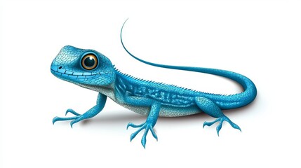Fototapeta premium Intriguing closeup of a vivid blue lizard with strikingly large eye, captivating glimpse into exotic wildlife
