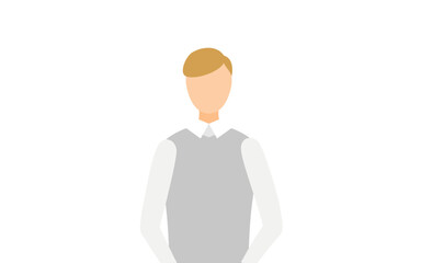グレーのベストを着た男性のシンプルなイラスト