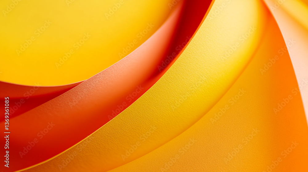 Aufkleber abstract background of curved yellow and orange paper creating a dynamic and vibrant composition