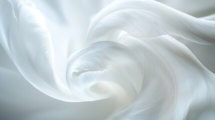 Obraz premium A pair of white angel wings, their feathers soft and wispy, forming a gentle curve.