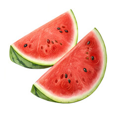 two sliced fresh watermelon isolated, png