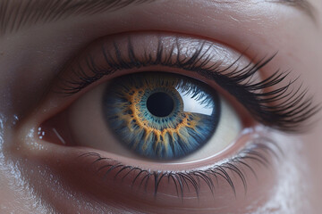 Fototapeta premium Close-up of a Woman's Eye with Unique Iris Detail