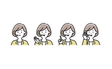女性オペレーターのシンプルなベクターイラストセット