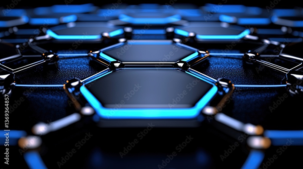 Aufkleber abstract network illustration with geometric lines and symbols in futuristic style featuring hexagon
