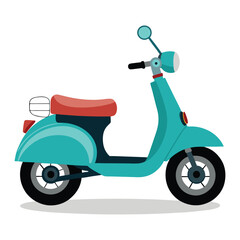Obraz premium Retro Teal Scooter Illustration Vintage Motorcycle Design Two Wheeler Transportation