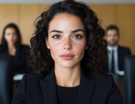 Businesswoman in a meeting with colleagues.