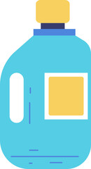 The image depicts a blue plastic container with a yellow lid and a yellow label