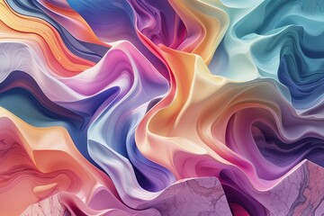Obraz premium Dynamic Abstract Geometric Background Featuring Fluid Gradient Streams and Luxurious Marble Texture for Contemporary Design and Vibrant Presentations
