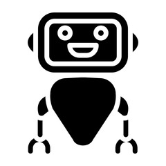 Friendly Robot Vector Glyph Icon Design