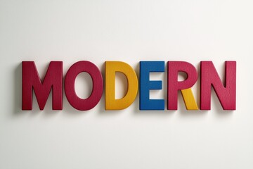 Colorful wooden letters spelling the word modern.