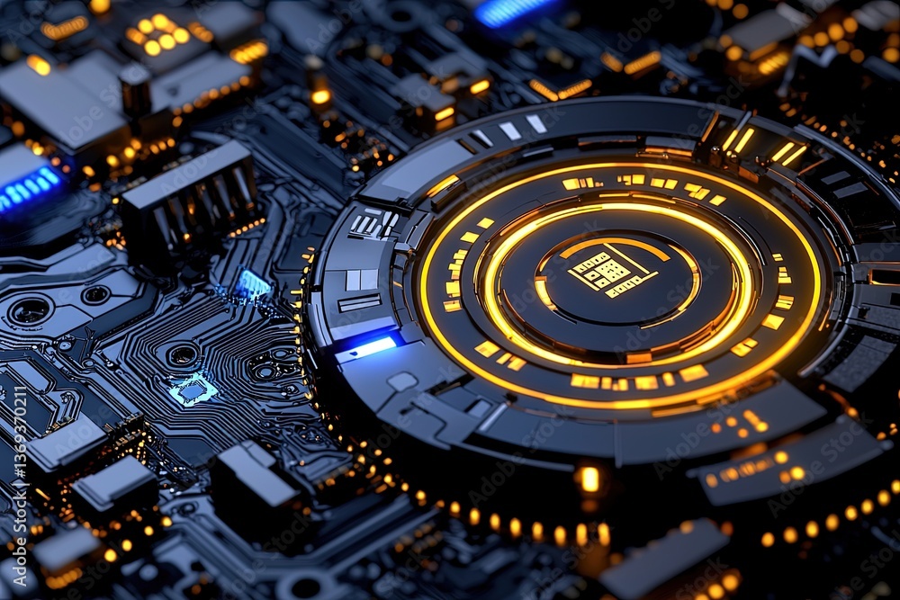 Poster intricate cybersecurity illustration featuring a maze design representing network protection and dat