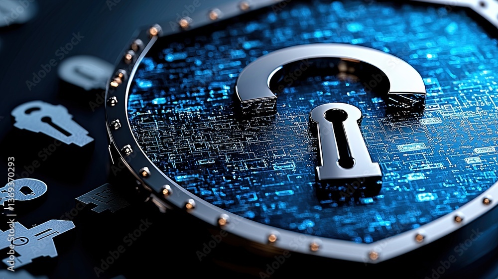 Aufkleber digital shield illustration representing protection and security in a technological landscape, featu