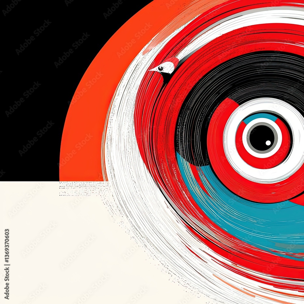 Poster abstract illustration with stylized swirls and circular motifs for modern web and graphic design pro