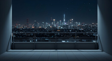 Night City View From Balcony