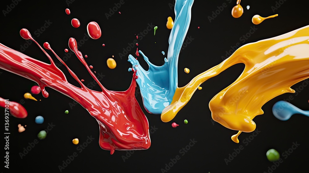 Poster dynamic paint splash action studio colorful art composition abstract environment close-up creative e