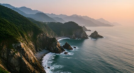 Coastal Cliffs at Sunrise: A Serene Landscape Photography