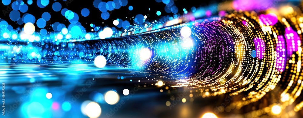 Aufkleber abstract illustration of data layers with colorful bokeh effects and light trails for digital and te