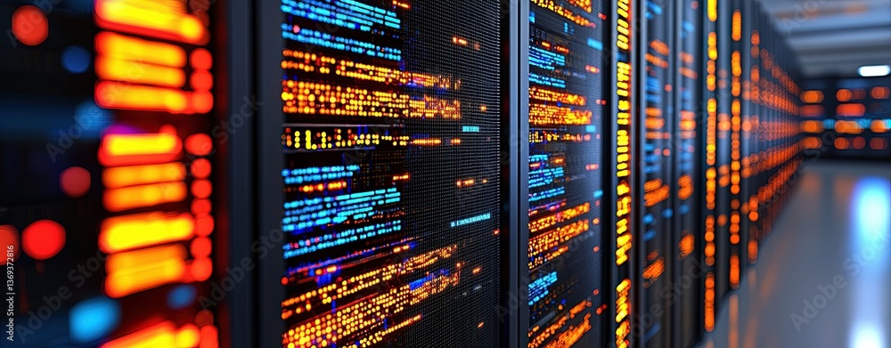 Poster abstract illustration of data layers representing complex information flow in a modern digital envir