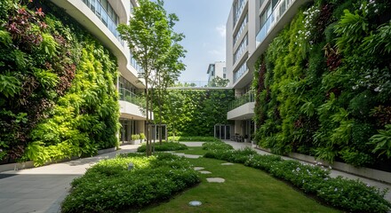 Modern Residential Complex With Green Walls