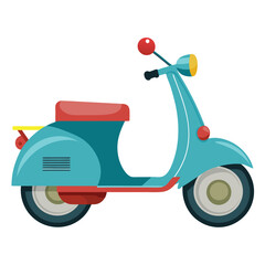 Obraz premium Vintage Teal and Red Scooter Illustration Classic Italian Design Retro Motorbike Transportation