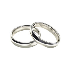 two wedding silver rings png