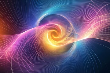 Vibrant energy swirl with dynamic colorful light patterns in motion
