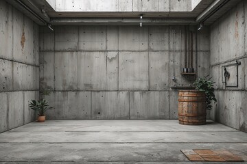 Fototapeta premium Minimalist Industrial Concrete Landscape with Textured Elements