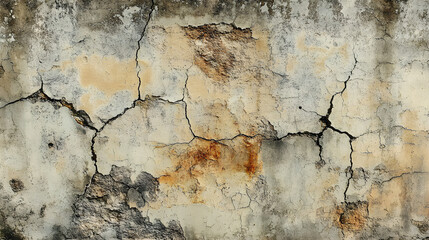 Fototapeta premium Timeworn Wall with Radiating Cracks: A Window to Forgotten Tales and Silent Histories