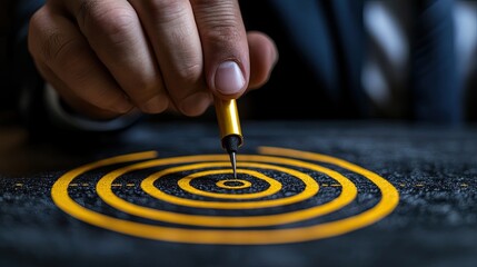 Marketing target audience concept with businessman marking focus groups, identifying key market segments