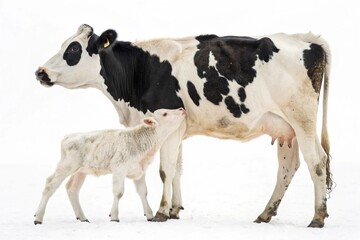 Holstein cow with her calf
