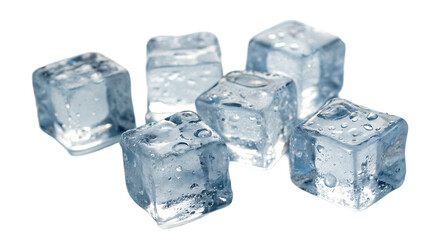Realistic Ice Cubes PNG – Transparent Frozen Water Blocks Isolated on White Background