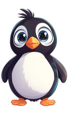 Obraz premium Cute cartoon penguin with big eyes.