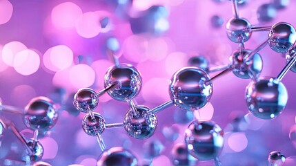 Abstract Molecular Structure with Colorful Bokeh Background