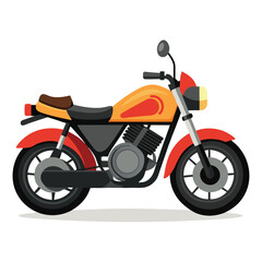 Fototapeta premium Classic Orange and Red Motorcycle Illustration Side View