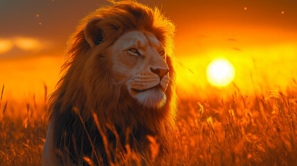 Lion king sunset wallpaper hd background african wildlife majestic animal predator nature savanna landscape