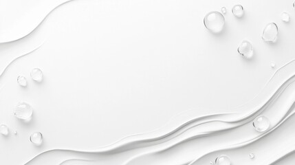 Serene water droplets on smooth white surface minimalist design abstract photography calm environment close-up view tranquility concept