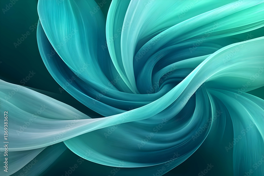 Aufkleber abstract teal swirling fabric 3d render: a mesmerizing digital illustration of flowing, textured tea